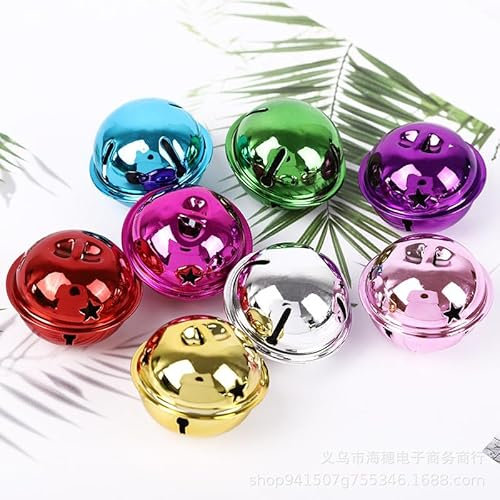 Qiantull 50 Stück 30MM Groß Metallglöckchen Schellen Glocken Bunt Glöckchen Glocke Mehrfarbig Anänger Glocke für Weihnachtsdekoration Hauptdekoration Geburtstagsfeier DIY Handwerk Haustier Glocken