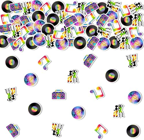 Kreatwow 200Pcs Disco Konfetti Disco Party Dekoration Disco Party Tischdekoration Disco Dance Night Disco Fever Party Back to 70s 80s Music Record Neon Night Birthday Bachelorette Bridal Shower Decor