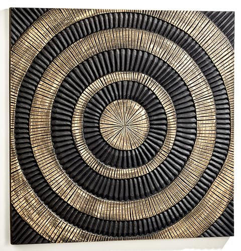 Kobolo Wandbild DELHI aus Holz - schwarz-gold
