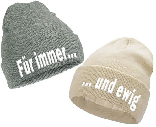 Gkmamrg Weihnachten Partner Pärchen Geschenk für Immer und ewig Winter Mütze, Strickmütze für Sie und Ihn, grau beige