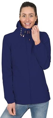 Blu Apparel Veste de pluie imperméable à capuche coupe-vent pour femme, bleu marine, 44