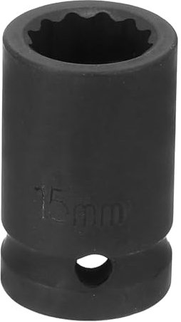 sourcing map 12-Point Impact Socket 1/2 Inch Drive 15mm Metric Cr-V Shallow Impact Socket Nut Driver Wrench for Auto Repair