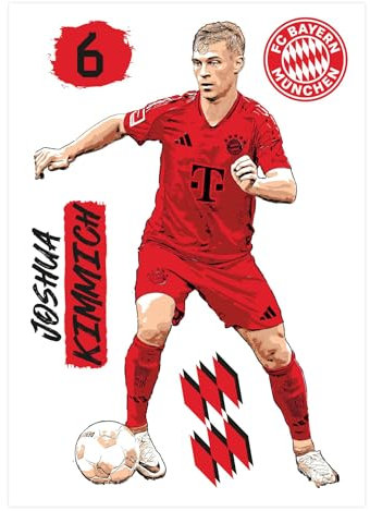 K&L Wall Art FC Bayern München Wandsticker FCB Fußballspieler Logo Fußball Mittelfeld Wandtattoo - Offizielles Lizenzprodukt (Comic, Joshua Kimmich) 68x100 cm