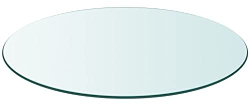 Annlera Plateau de table en verre trempé rond pour table à manger, table basse ou table de jardin, facile à nettoyer, transparent, 90 x 1 cm