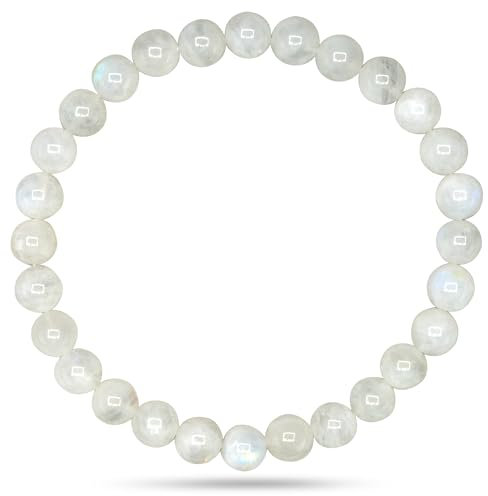 PURAJA Edelstein Armband aus echtem Naturstein: Mondstein | 6mm Kugelarmband aus hochwertigen Mineralien