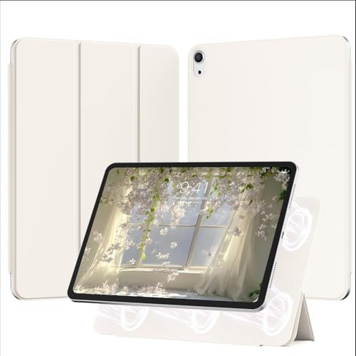 GKABXY Magnetische Hülle für iPad Air 11 Zoll M3/M2 (2025/2024), iPad Air 5./4. Generation 10.9 Zoll (2022/2020), Trifold Stand Case, Auto Sleep/Wake, Unterstützt Pencil Pro/ 2. Gen, Weiß