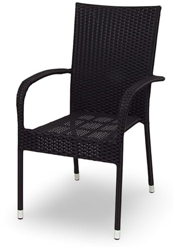 BURI 1x Gartenstuhl Gartensessel stapelbar Stapelstuhl Sessel Stuhl Garten Flechtoptik