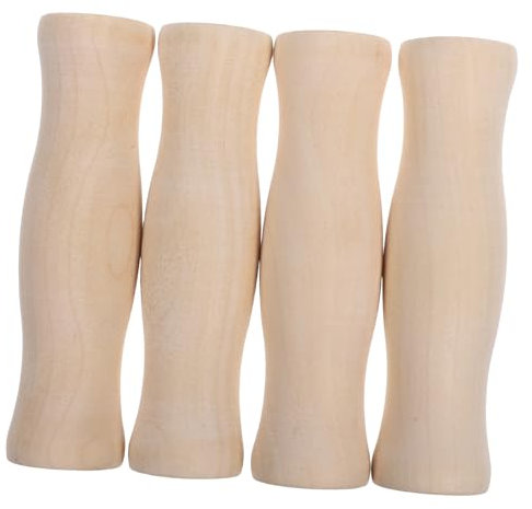 FUNOMOCYA 4piezas Mango para Herramientas De Barbacoa Mango De Repuesto De Madera Maciza para Cepillos De Parrilla Ergonómico y Antideslizante para Herramientas De Cocina