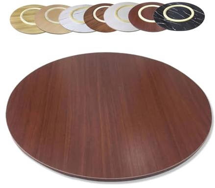 Generisch 80cm 60cm 70cm Drehbarer Holz Servierbrett, Großer Lazy Susan Drehplatte, Runde Tischplatte Drehteller für Küche, Esstisch Plattenspieler(Mahogany,60cm (24 in))