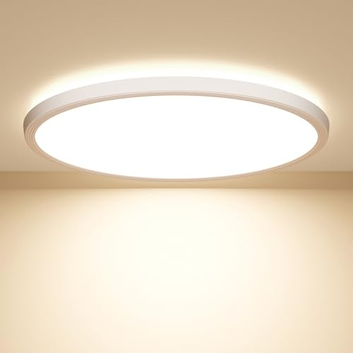 Swoieltr Deckenlampe LED Deckenleuchte Flach Rund, Ø22.3CM Deckenlampe LED 18W 1600LM 4000K Neutralweiß IP44 Wasserdicht Badezimmer Lampe, Badlampe Decke für Bad Küche Flur Schlafzimmer Keller