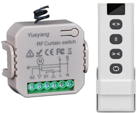 Yueyang Juego de control para persianas, interruptor inteligente inalámbrico DIY con mando a distancia y módulo receptor de RF, compatible con persianas, toldos, toldos (1)