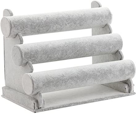 Asyduey 1 PCS Emeral Bracelet Watch Organizer Organizer Jewelry Holder Ice Gray Velvet 3 Tier
