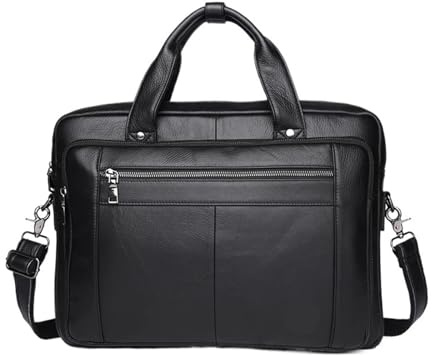 Générique Porte-documents d'affaires en cuir véritable noir, Compatible avec les sacs à main for hommes, porte-documents for ordinateur portable, sac d'ordinateur de bureau 16 pouces