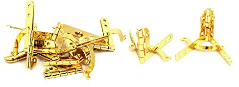 Butt Hinges Stainless Steel Door, Quadrant Hinges 90 Degree Gold Tone 43x43x30mm Pack of 10 for Jewelry Wine Box