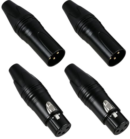JinRuiCPeng 4PCS XLR to 3.5mm, Mini-Jack Adapter, 3.5mm Stereo TRS Mini-Jack Female to 3-Pin Male Microphone Adapter for Camcorders, Recorders, Mixers, Professional 3.5mm to XLR Cable