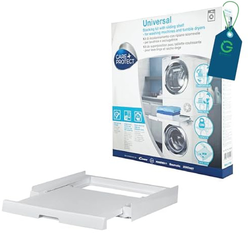 G GRIMALDI 35602039 Kit Sovrapposizione Lavatrice Asciugatrice con Ripiano Estraibile Compatibile con Candy Hoover Iberna Zerowatt — Salvaspazio Universale