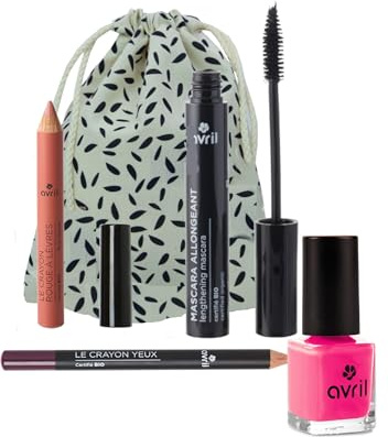 Coffret maquillage Avril 'Glamour' certifié bio - Sac - Rose - Naturel - Unisex - 5 pièces