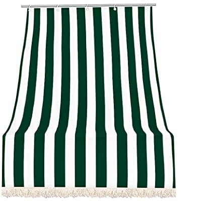 IlGruppone Tenda da Sole Tessuto Resistente per Esterno, Terrazzo, con Anelli Lavabile Frange Pizzo, da Balcone - Verde - 280x295 cm