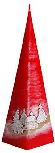 Kerze Deko Pyramiede Pyramidenform rot Snow 04189 Relief 230 mm