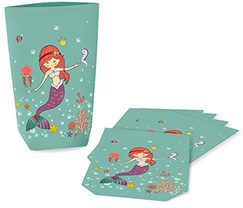 Oblique Unique® Meerjungfrau Geschenktüten 6 STK. Mermaid Papiertüten für Mädchen Kinder Geburtstag Baby Shower Feier Motto Party Feier Mitgebsel