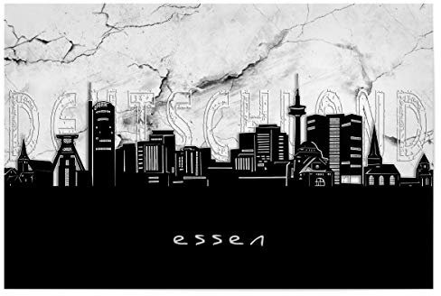 artboxONE Poster 90x60 cm Städte Essen Skyline Marble - Bild Essen blackandwhite Buildings