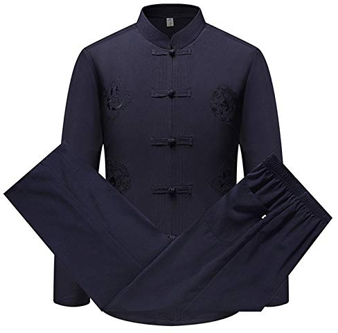 keephen Herren Tang Anzug Traditionell Chinesisch Kleidung Kampfkunst Kung Fu Kostüm Hanfu Lange Ärmel/Kurzarm Hemd Mantel Tops und Hose