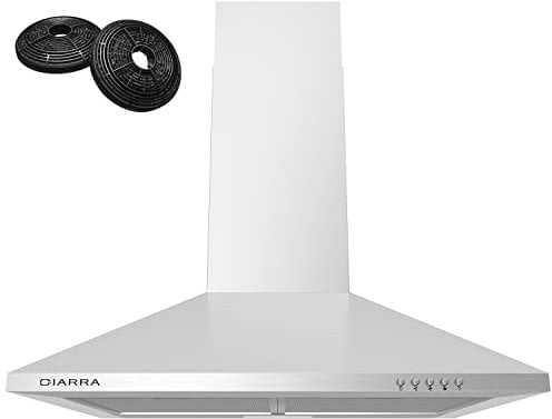 CIARRA Classe A++ 60 cm Cappa aspirante cappa a parete 370m3/h 3 Velocità illuminazione a LED -acciaio INOX -Evacuazione Esterna/Ricircolo-Filtro per CBCF002X2