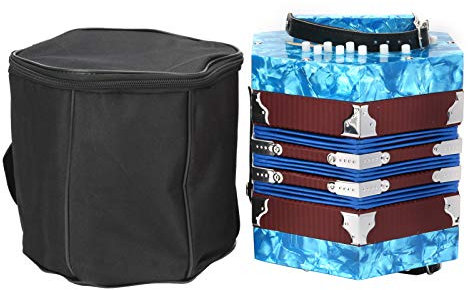 Concertina Akkordeon, aus massivem Holz, professionelle Akkordeon-Ziehharmonika, mit Tasche für Erwachsene, für Instrumentenbedarf für Anfänger und Studenten (Himmelblau)