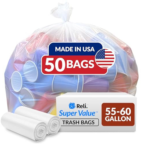 Lot de 50 sacs poubelle transparents 200 l
