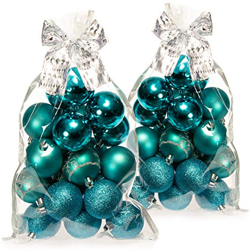 com-four® 40x Weihnachtskugeln, Christbaumkugeln bruchsicher | Baumschmuck für den Christbaum mit Anhänger - Ø 6 cm