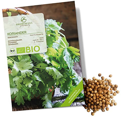 Semi di coriandolo biologiche - Semi di erbe aromatiche da coltivare in cucina, sul balcone, sul orto rialzato e in giardino