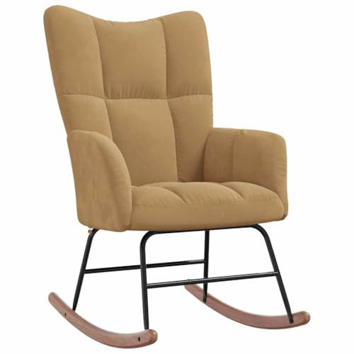 vidaXL Schaukelstuhl Relaxstuhl Schaukelsessel Schwingsessel Ruhesessel Relaxsessel Schwingstuhl Polsterstuhl Polstersessel Sessel Braun Samt
