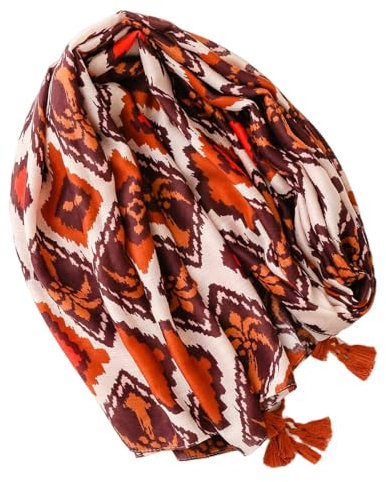 FAIRYGATE Schal Rot Damen Schals & Tücher für Damen Halstuch Tuch XXL Muster mit Fransen Scarves Stola Schal Mädchen Frauen 90 * 180 cm 66026