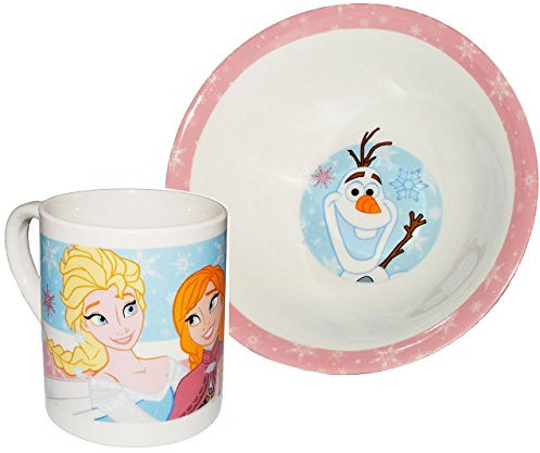 alles-meine.de GmbH 2 TLG. Geschirrset - Frozen/die Eiskönigin - Porzellan Trinktasse + Müslischale - Kindergeschirr Keramik Frühstücksset für Kinder Mädchen Prinzessin - v..