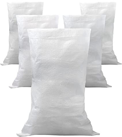 IPEA 5x Sacchi da Giardino e Detriti in Polipropilene - Dimensioni 105 x 55 cm – Sacco Multiuso per Imballaggio, Giardino, Ortaggi, Sabbia, Macerie, Fai da Te – Contenitore di Oggetti – Bianco
