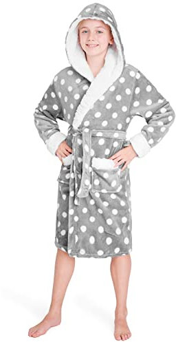CityComfort Vestaglia Bambina Ragazza a Pois(Grigio, 13-14 anni)