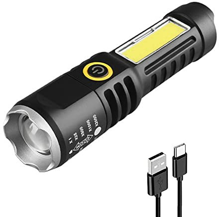 Torches Led Super Bright, IPX4 Waterproof Torch Light Lamp Type-C USB Charging XPE 100LM COB 260LM LED Torch Flashlight Camping Flashlight Torch for Fishing