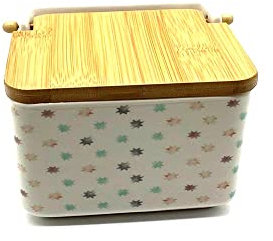 PLUS HOME Salero de Cocina de Cerámica con Tapa Diseños Originales.tamaño 12x12x11cm.