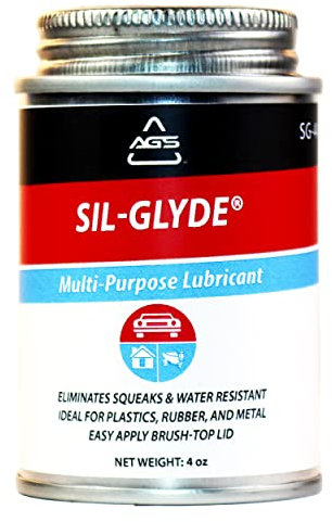 AGS Automotive Solutions SIL-Glyde Brush Top Can Multi-Purpose All-Weather Lubricating Compound for All Surfaces, 4 oz Lubricant Can, Silicone Lubricant, Ensure Friction Resistance