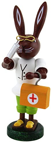 Thomas Preißler | Osterhasenfigur Osterhase Osterhäsin Hase | Höhe 10 cm | erzgebirgische Volkskunst | Osterfigur Osterdeko aus Holz | Hase Doktor