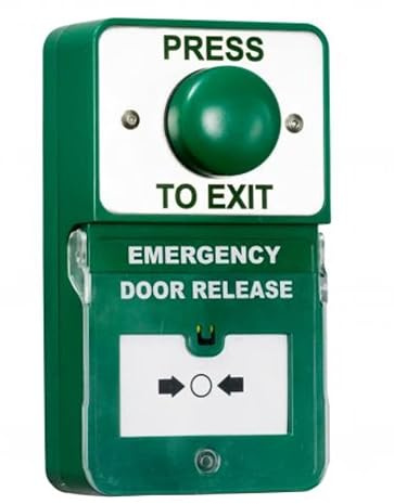 RGL Emergency Door Release & Exit Button Green DU-GB/PTE Resettable | stainless steel fascia, LED indication, 80dB buzzer, triple pole contacts, 12V 24V operation