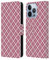 Head Case Designs Color De Rosa Caliente Plaid - Colección Pattern Carcasa de Cuero Tipo Libro Compatible con Apple iPhone 13 Pro