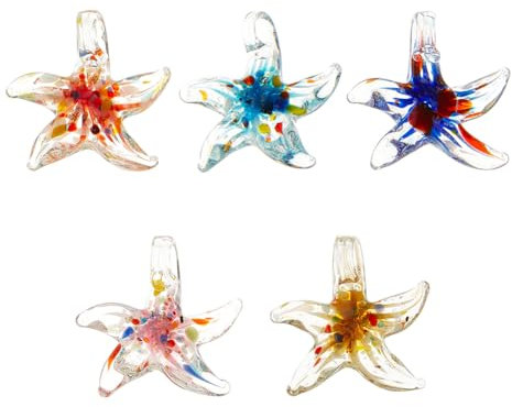 SUNNYCLUE 1 caja de 5 abalorios de Murano Hechos A Mano de Cristal de Murano, Abalorios Grandes de Estrellas de Mar, Abalorios de Verano Coloridos de Animales Marinos para Hacer Joyas, Collares de Aba