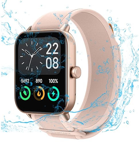 Smartwatch Herren Damen IP68 Wasserdicht Fitnessuhr Sportuhr Bluetooth-Anrufe Smart Furniture mit Herzfrequenz-Schlafmonitor 7 Tage Lange Akkulaufze Itmehrfach Sportmodi für IOS Android Rosa -