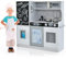 COSTWAY Cocina de Juguete de Madera, Cocinita Infantil con Pizarra, Teléfono, Microondas, Fabricador de Hielo, Lavavajillas, Horno y Sonidos Simulados para Niños y Niñas de 3 a 6 Años (Blanco)