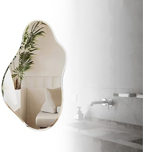 BZCKBZ 60 * 100cm/23,6 * 39,4in – Asymmetrischer Spiegel for Badezimmer – Unregelmäßig Geformter Kosmetikspiegel for Wanddekoration – Rahmenloser Wandspiegel