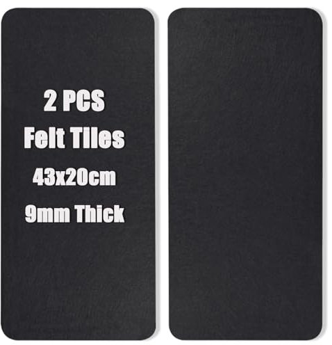 Black Felt Pin Board Cork Board Large Bulletin Boards Tiles, Self-Adhesive Felt Tiles Notice Boards for Walls, Vision Board for Bedrooms, Office, School, Photos, Notes, 43x20 cm, 2Pcs, UK