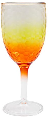 Carousel Home Orange Ombre Plastic Wine Glass | Reusable Plastic Wine Glass Goblet Garden Picnic Glass Wine | Reusable Drinkware Outdoor Wine Glass
