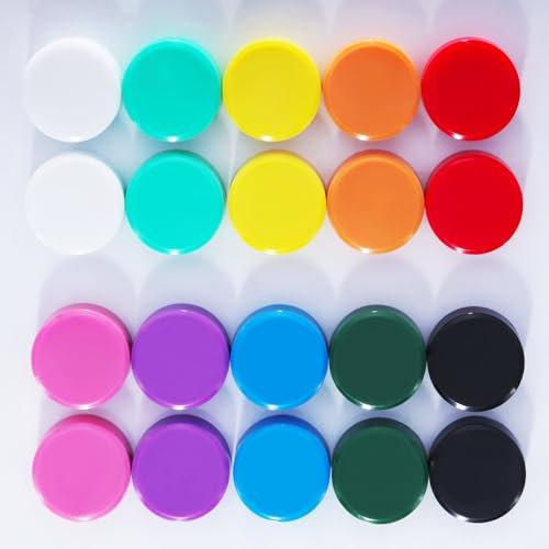 ZDZBLX Fridge Magnets, 20 Pcs Strong Small Whiteboard Magnets, Heavy Duty Mini Round Magnets for Adults, Crafts, Fridge, Notice Board (10 Colors)