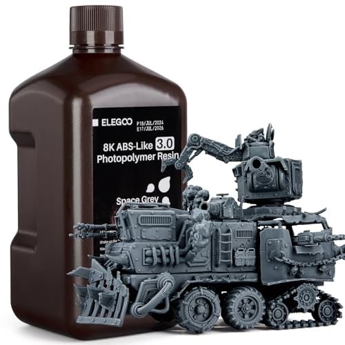 ELEGOO 8K ABS-Like 3D Drucker Resin, 405 nm UV-härtendes Photopolymerharz für MSLA/LCD/DLP 3D Drucker, Verbesserte Festigkeit und Zähigkeit, 8K Hohe Präzision, Niedrige Viskositä, Space Grau 2000g
